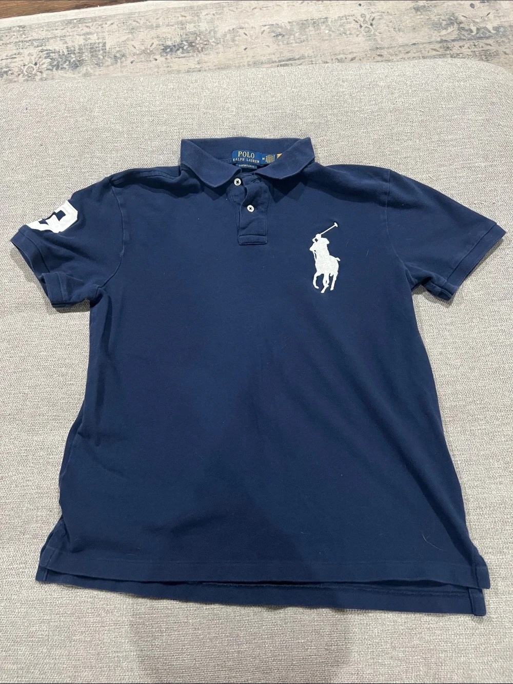 Ralph Lauren Navy Blue Polo with White Big Pony Logo